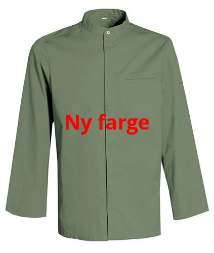 Kokkejakke - New Nordic, Grøn, lange ermer, XS - 4XL